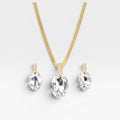 Oval Kesim Kristal Kolye ve Küpe Seti